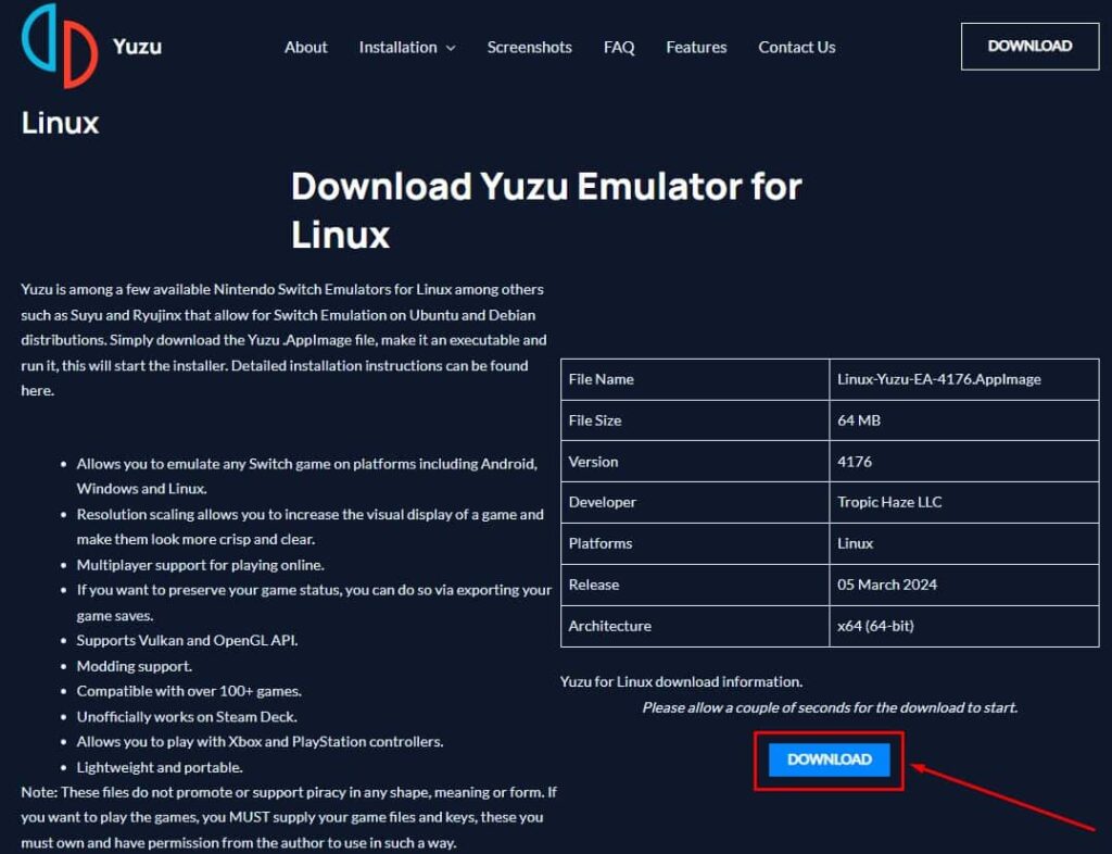 Installing Yuzu on Linux